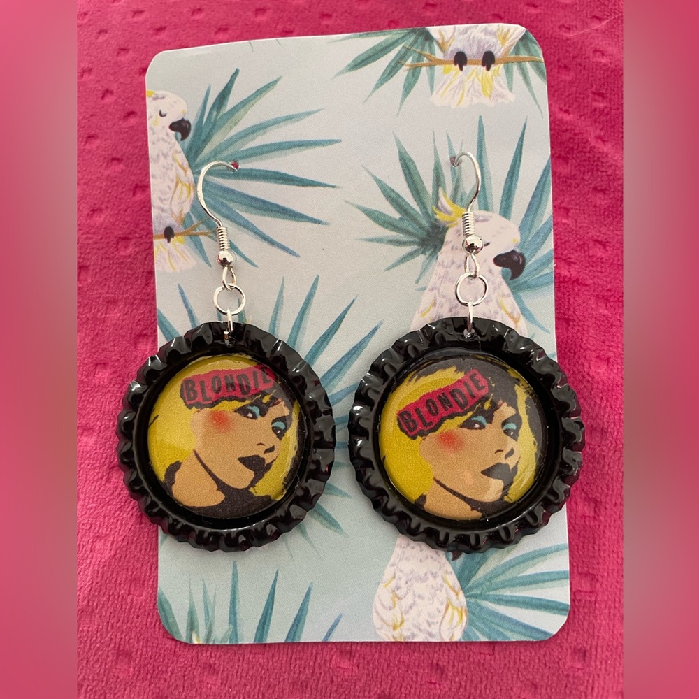 Blondie handcrafted Bottle Cap Earrings